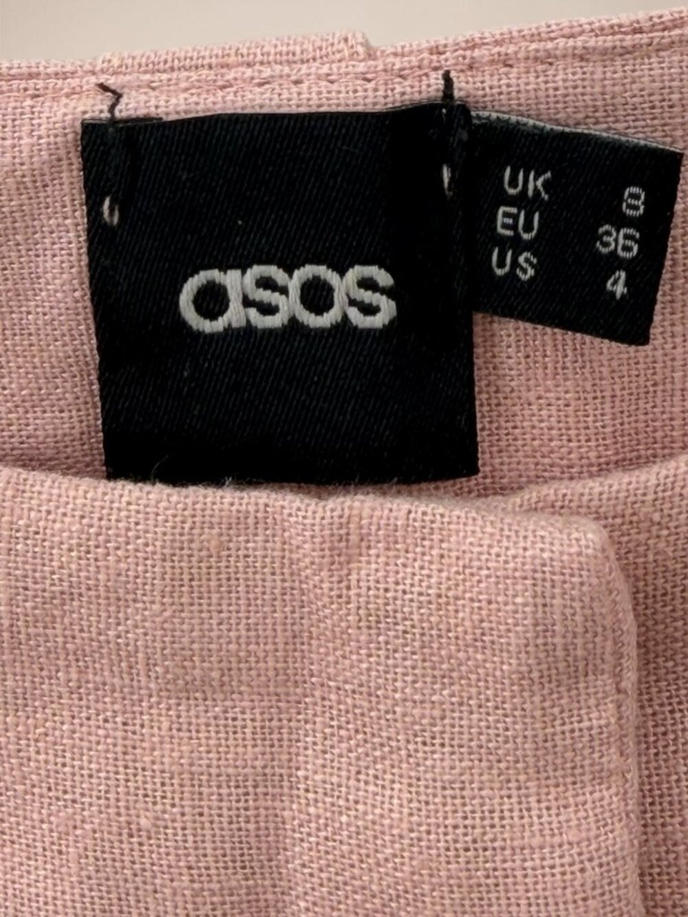 ASOS Blush Pink High-Rise Linen Trousers - Picture 2 of 6